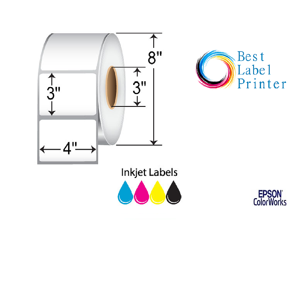 4” X 3” EPSON COLORWORKS MEDIA HIGH GLOSS LABELS {COLORWORKS C6000/C7500 SERIES} (3"CORE/8"OD)