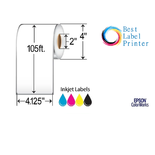  4-1/8" X 105' EPSON COLORWORKS MEDIA PREMIUM MATTE LABELS (COLORWORKS C3500/C4000 SERIES) (2"CORE/4"OD)