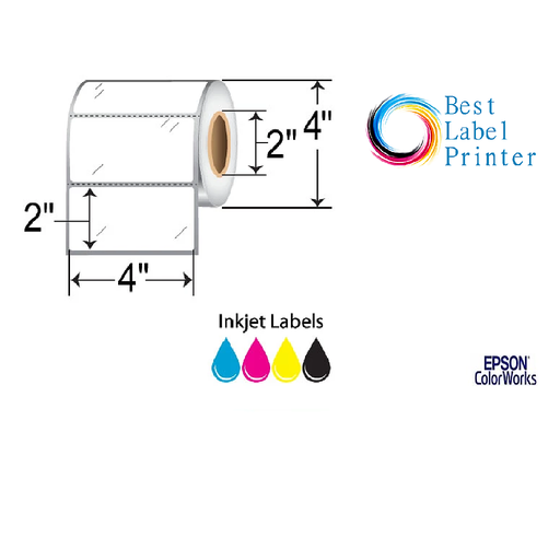  4” X 2” EPSON COLORWORKS MEDIA HIGH GLOSS LABELS (COLORWORKS C3500/C4000 SERIES) (2"CORE/4"OD)