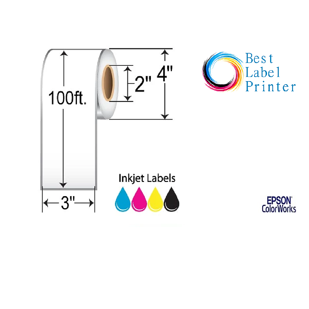  3" X 100' EPSON COLORWORKS MEDIA HIGH GLOSS LABELS (COLORWORKS C3500/C4000 SERIES) (2"CORE/4"OD)