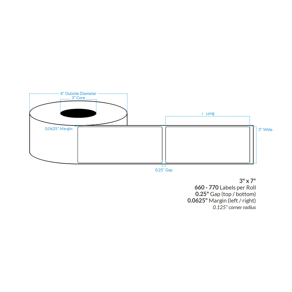 3" x 7"  CRYSTAL PATTERN HOLOGRAPHIC {ROUNDED CORNERS} Roll Labels (3"CORE/8"OD)