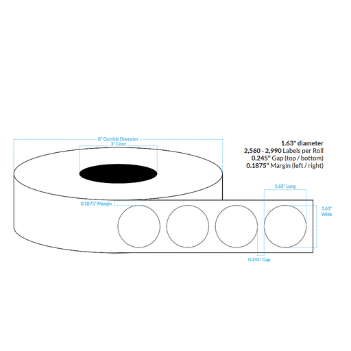 [100262-3X8-CI4C-129-1100000] 1.63" CRYSTAL PATTERN HOLOGRAPHIC {CIRCLE} Roll Labels w/Timing Marks  (3"CORE/8"OD)