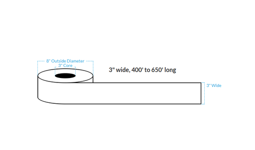 [100957-3X8-R31-161-1010000] 3" x 500' HIGH GLOSS WHITE Polypropylene BOPP {CONTINUOUS} Roll Labels (3"CORE/8"OD)