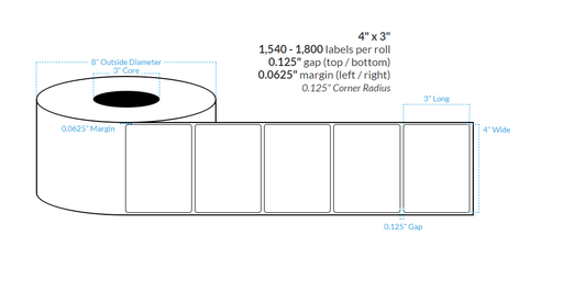 [100859-3X8-CI4C-129-1000000] 4" X 3" CRYSTAL PATTERN HOLOGRAPHIC {ROUNDED CORNERS} Roll Labels  (3"CORE/8"OD)